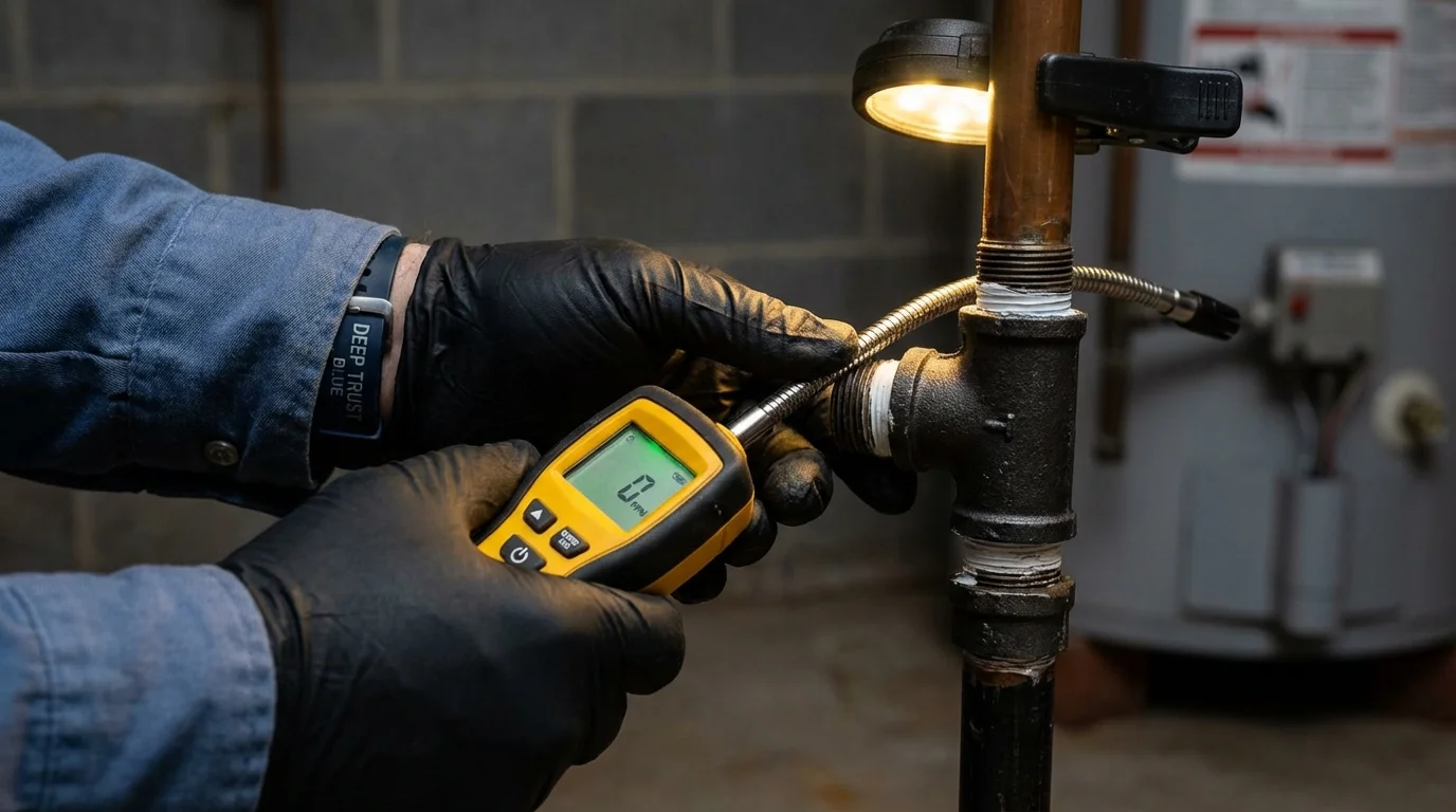 Gas leak detection with electronic sniffer by Johns Plumbing LLC in Johnson City